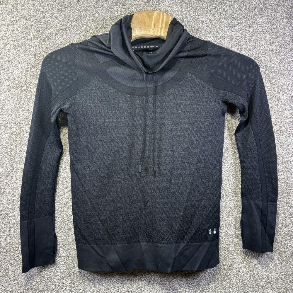 Under Armour Shirt Mens Medium Black Threadborne HeatGear Turtleneck Long Sleeve